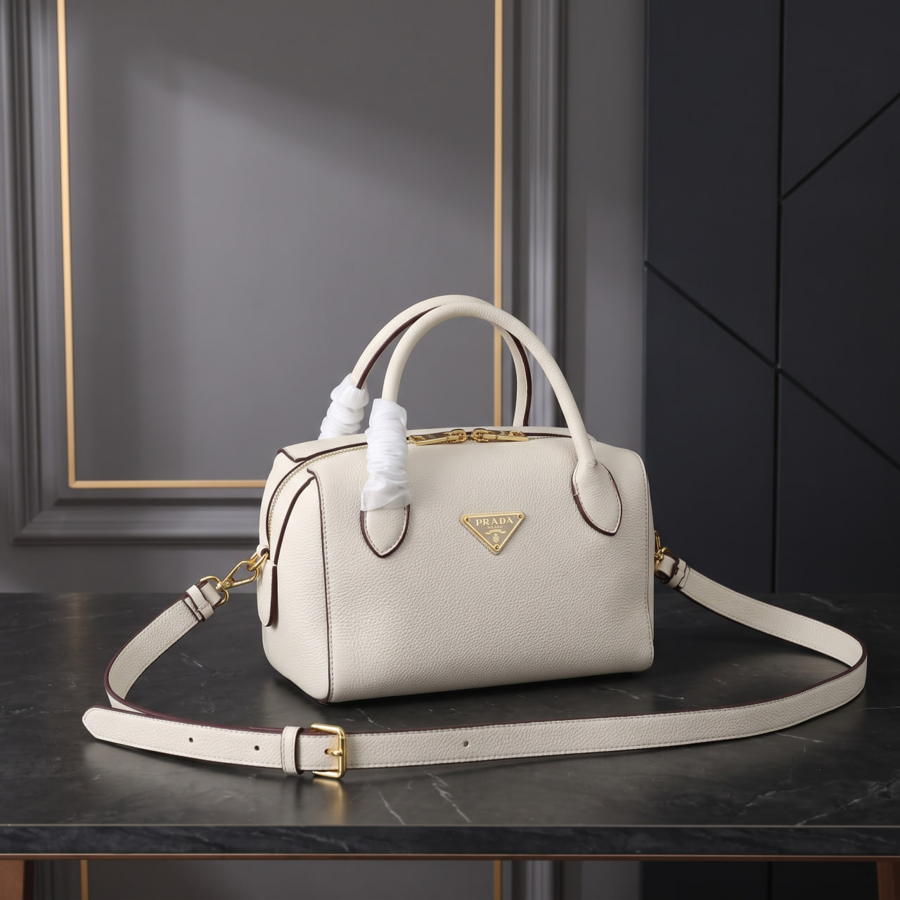 Small Saffiano Leather Top-Handle Bag