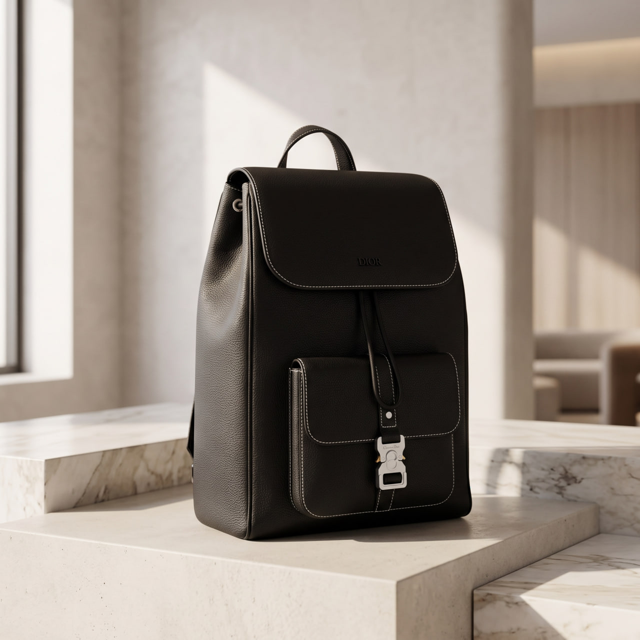 Re-Nylon and Leather Backpack